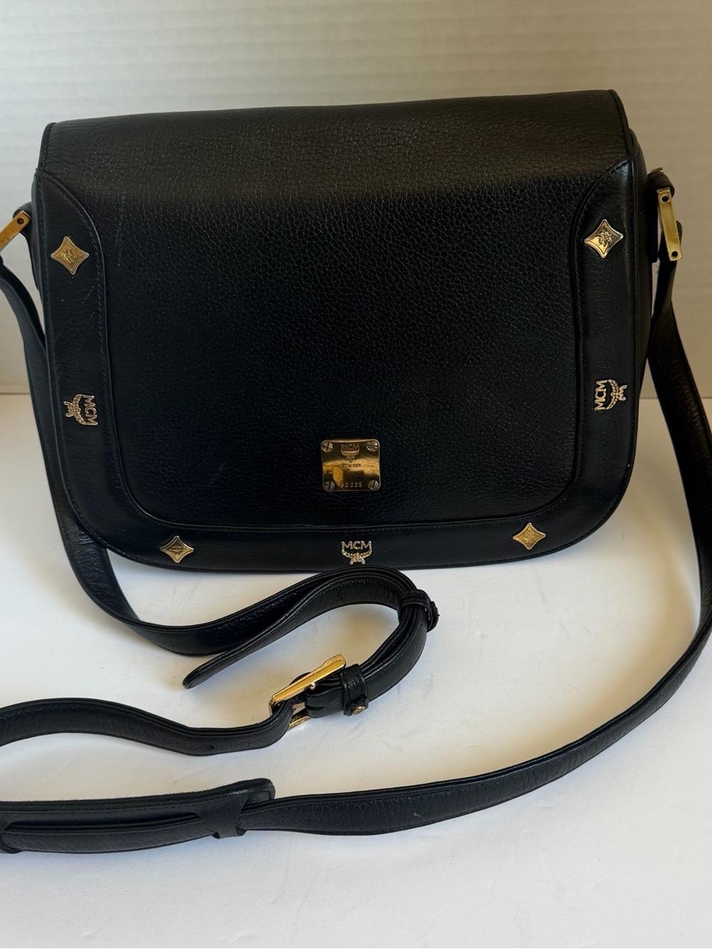 MCM Black all Leather Crossbody Shoulder Bag